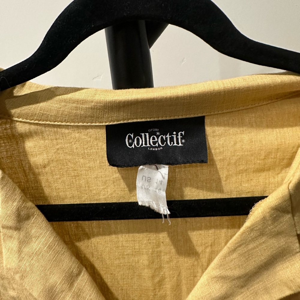 Collectif Mustard Button-Down Midi Dress - Picture 4 of 5